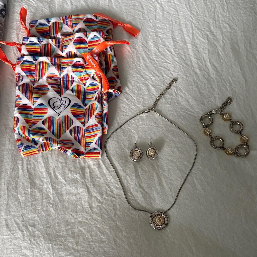 Brighton Silver Necklace Set with Gold Accents